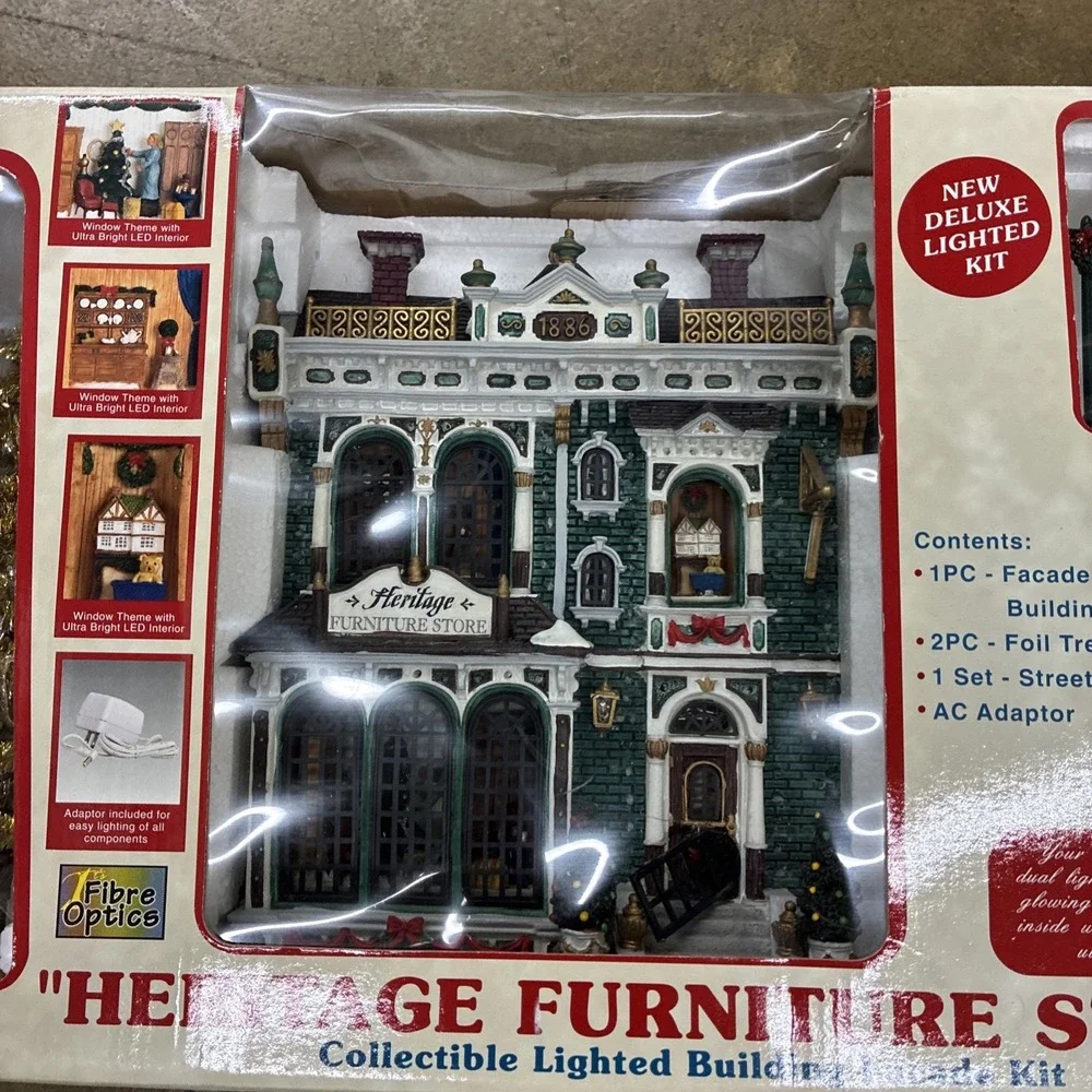 LEMAX Heritage Furniture Store Fiber Optic Lighted Christmas Building - Working!